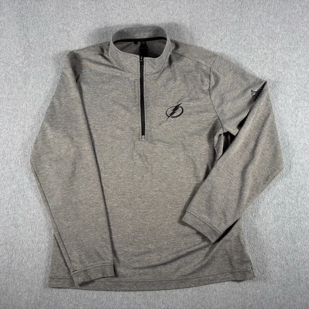 Adidas Tampa Bay Lightning Gray NHL Quarter Zip Pullover Jacket Men's Medium